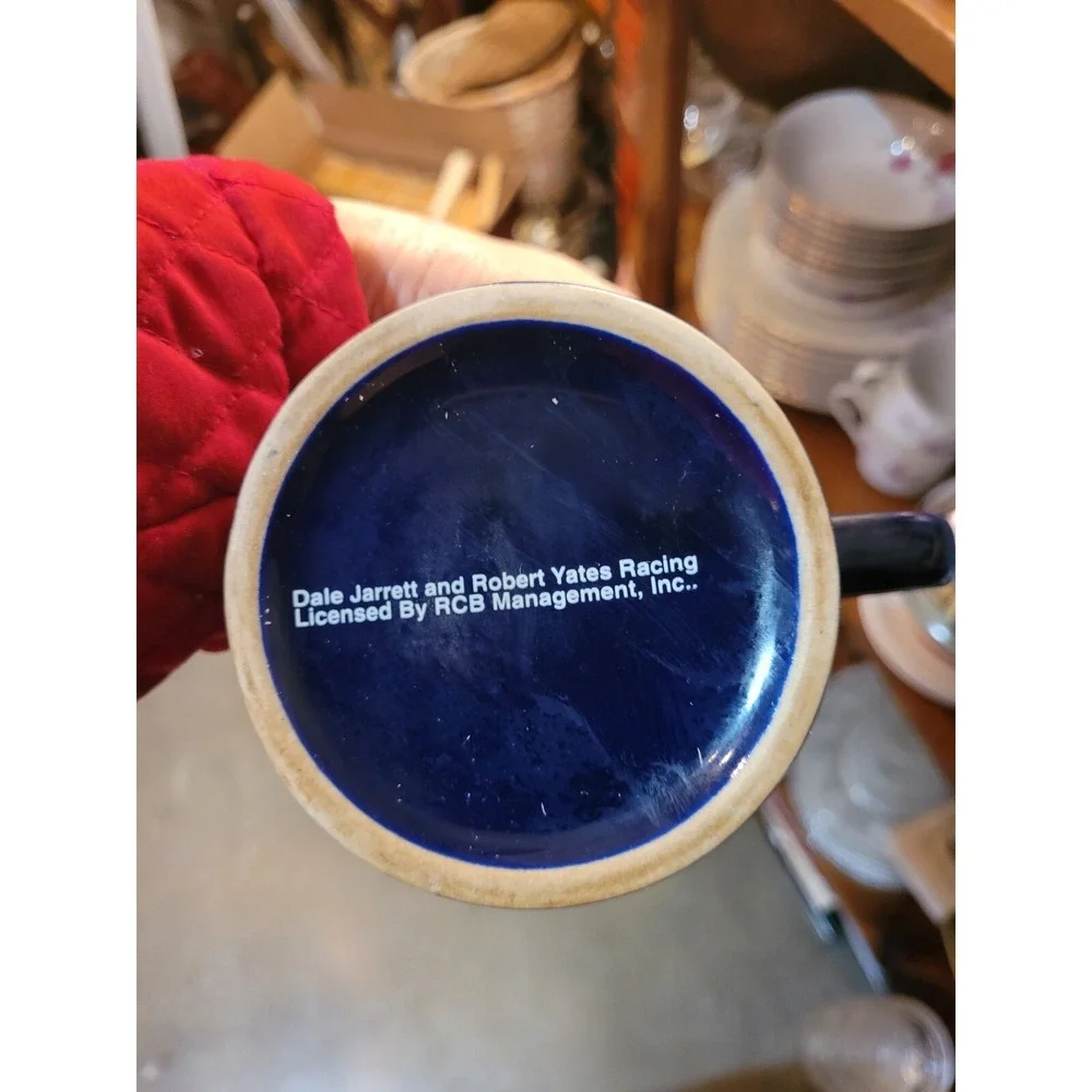 DALE JARRETT #88 NASCAR ROBERT YATES RACING EMBOSSED BLUE COFFEE MUG